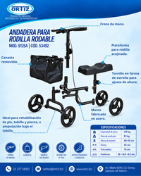 Andadera Para Rodilla Con Ruedas Y Freno Ortiz MOD. 9125A