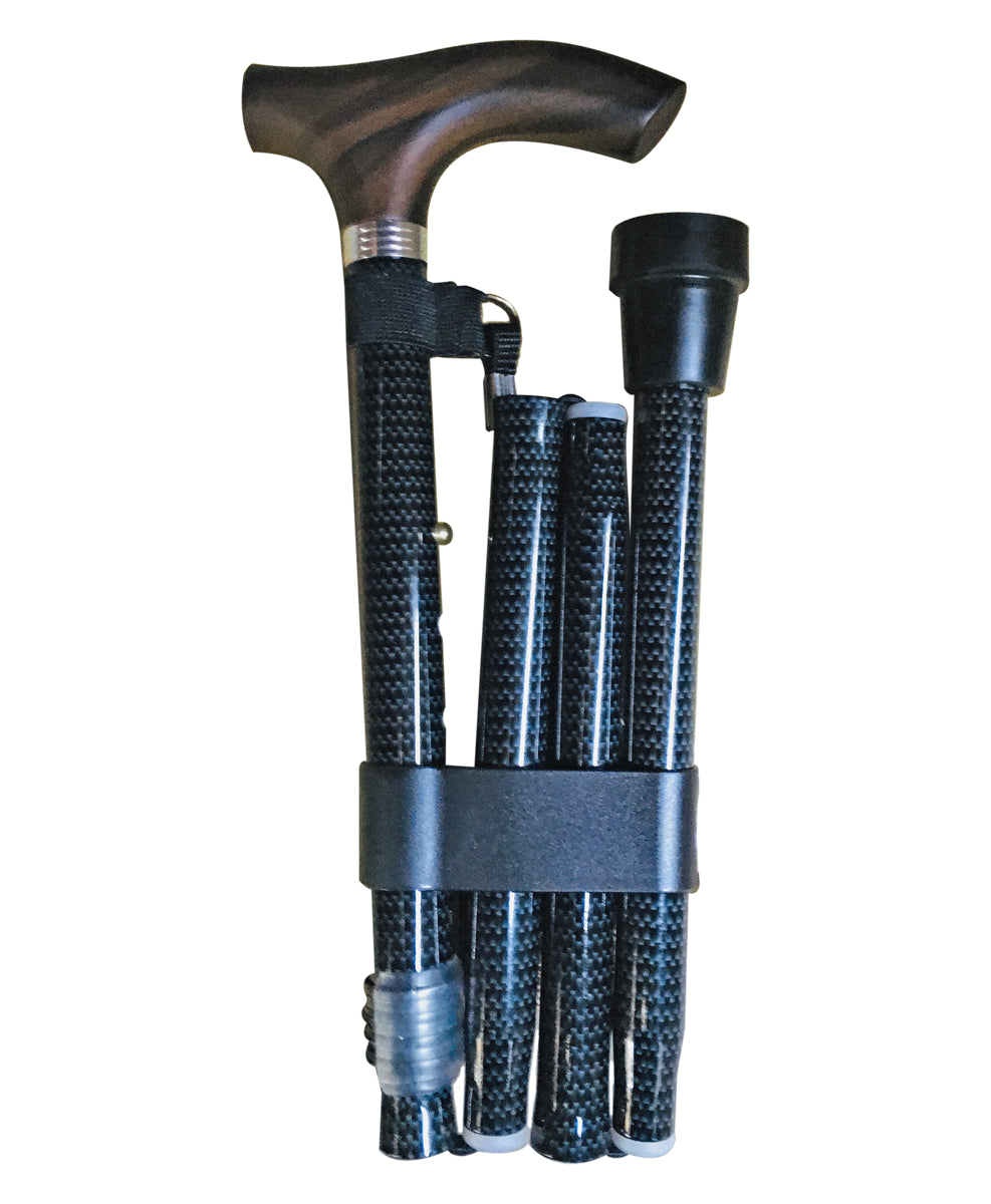 Baston Elegante Plegadizo Negro Puño De Madera MOD. 606-8682-1.