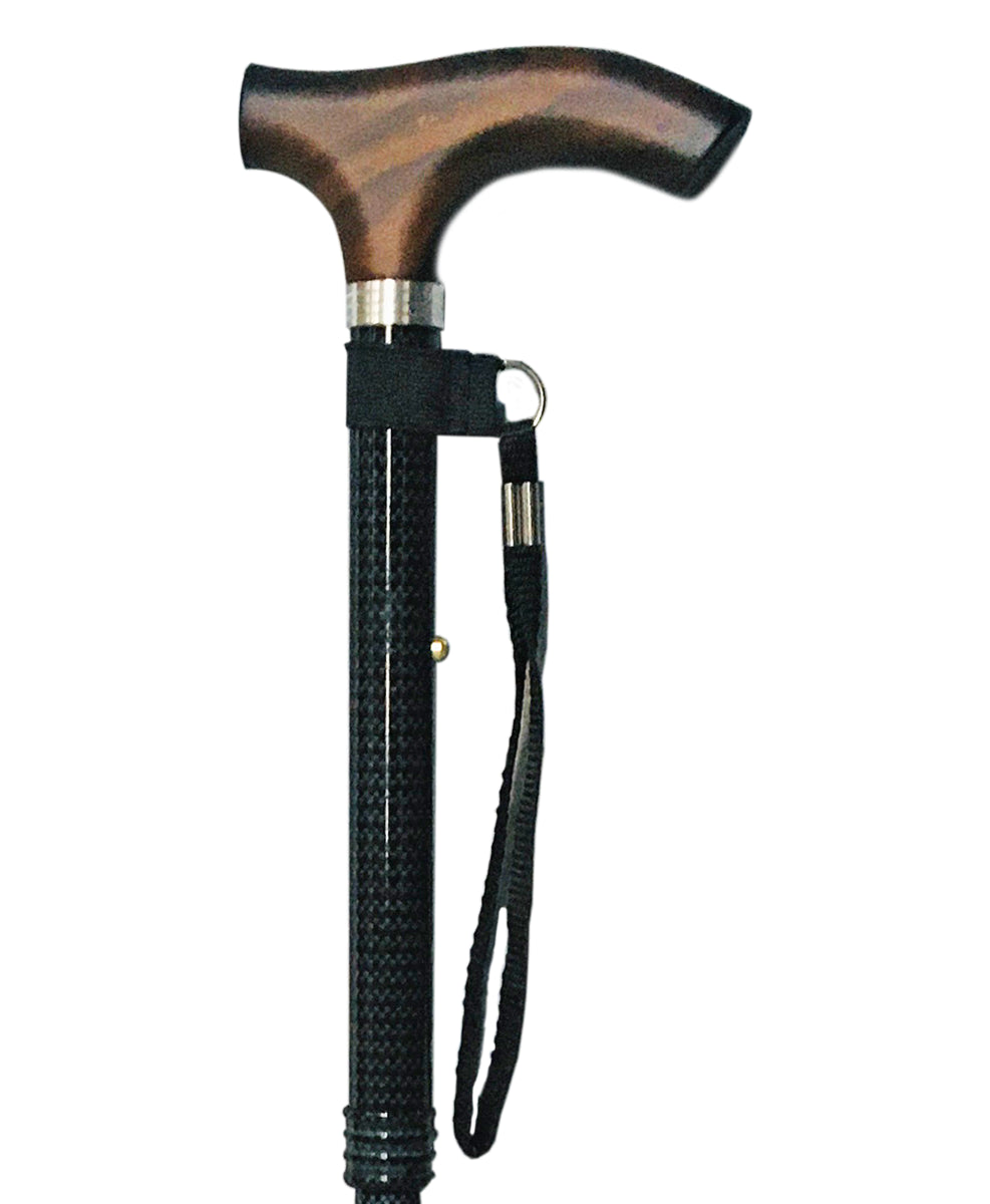 Baston Elegante Plegadizo Negro Puño De Madera MOD. 606-8682-1.