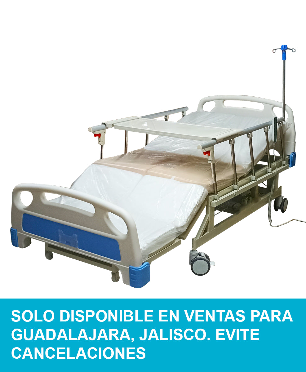 Cama de hospital eléctrica con cómodo, colchón, barandal, mesa MOD: B3060