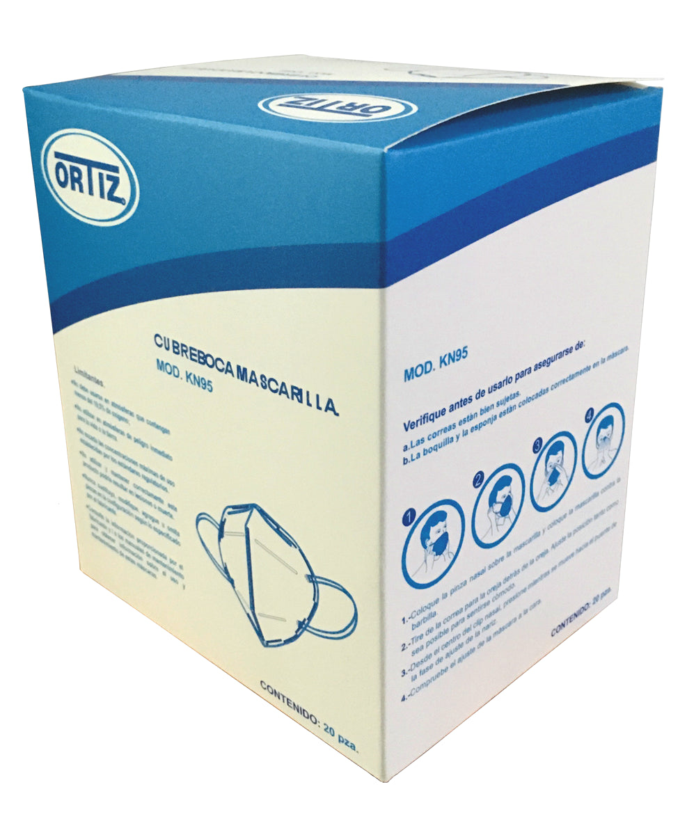 Cubrebocas Mascarilla KN95 Blanco Caja Con 20 Piezas