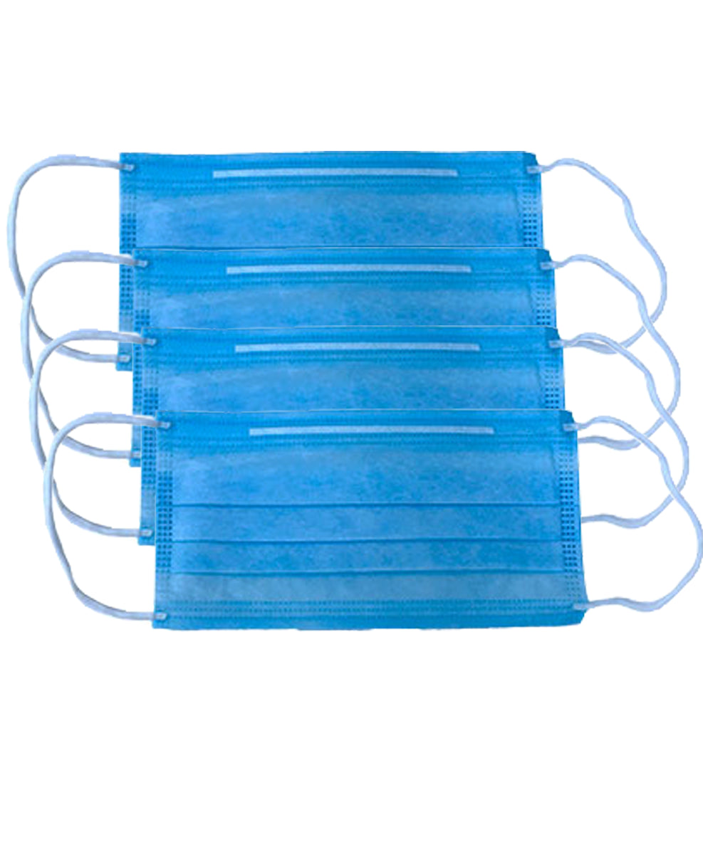Cubrebocas tricapa azul caja con 50 piezas azul liso