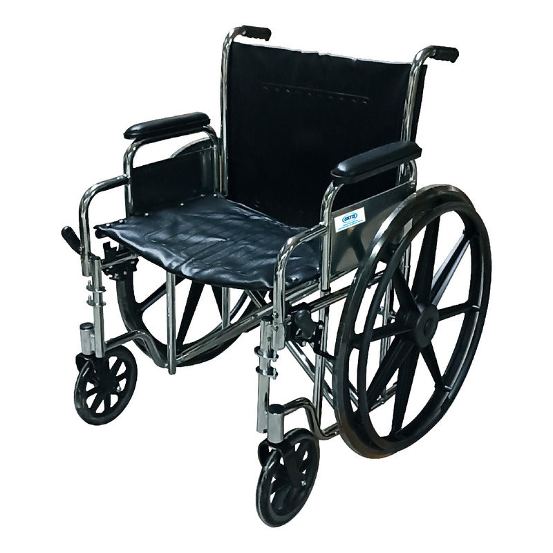 Silla De Ruedas Sobrepeso Ancha 150kgs Brazo Y Piecera Desmo Cromo