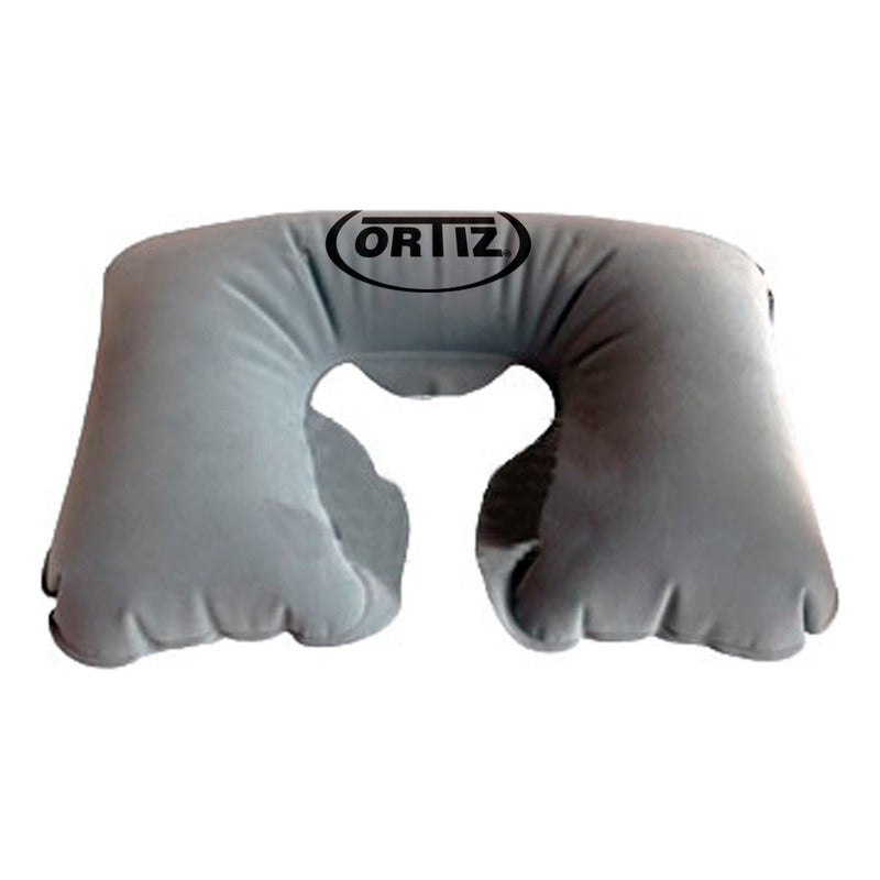 Almohada Cojin Inflable Para Viaje Afelpada Ortiz Gris
