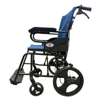 Silla De Ruedas De Traslado Plegable Esmaltada Azul Oscuro