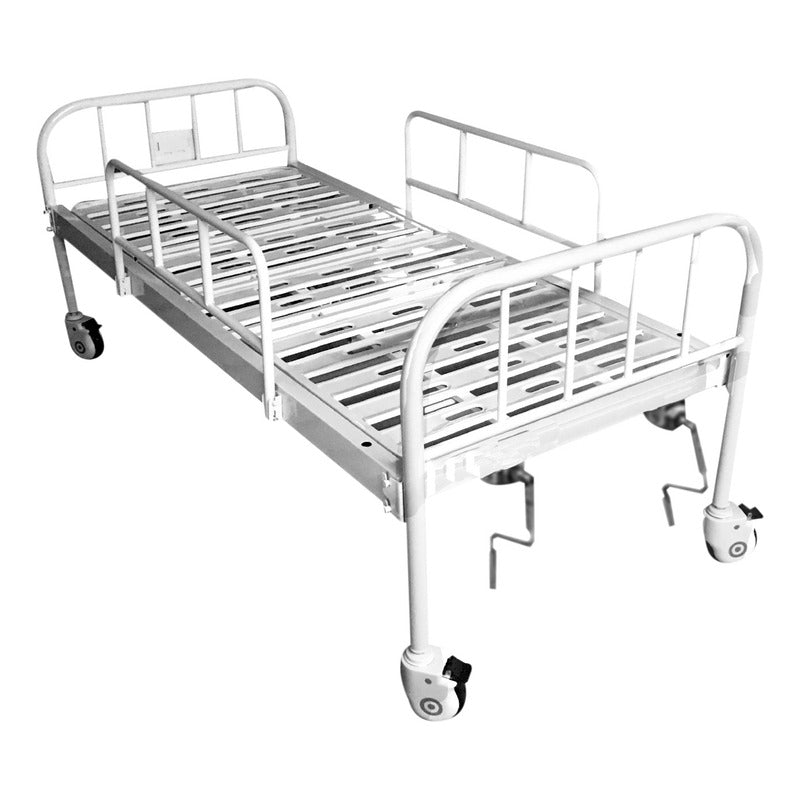 Cama Hospital Manual C/barandal Reclinable Espalda Y Piernas Blanco