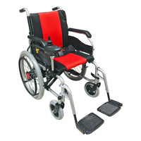 Silla De Ruedas Electrica Motor 250wx2  Plateado Con Rojo Y Negro