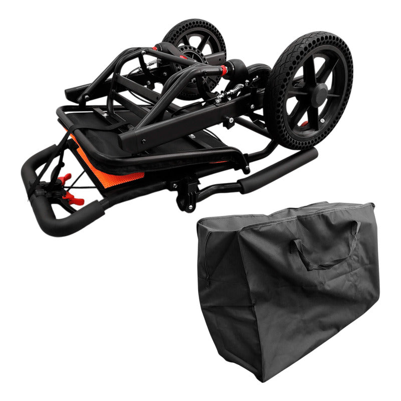 Silla De Traslado De Viaje Ultra Compacta Ortiz Negro Con Naranja