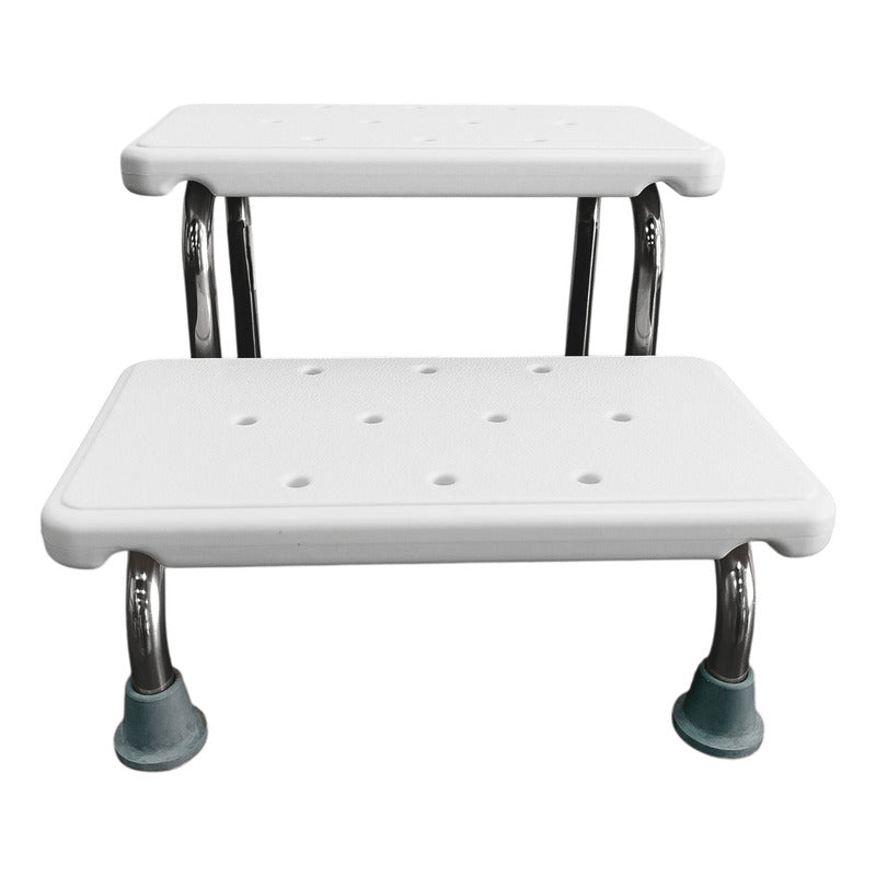 Banco De Altura Banqueta De Altura 2 Peldaños Escalerilla Blanco Gris