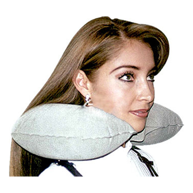 Almohada Cojin Inflable Para Viaje Afelpada Ortiz Gris