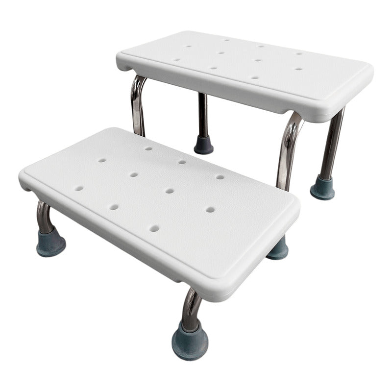 Banco De Altura Banqueta De Altura 2 Peldaños Escalerilla Blanco Gris