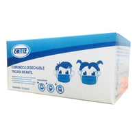 Cubreboca Infantil Azul 3 Capas Ortiz C/50 Pza (5-pack) Azul Liso