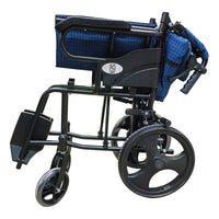 Silla De Ruedas De Traslado Plegable Esmaltada Azul Oscuro