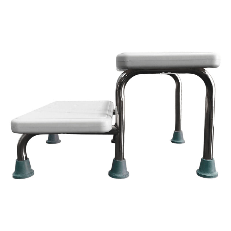 Banco De Altura Banqueta De Altura 2 Peldaños Escalerilla Blanco Gris