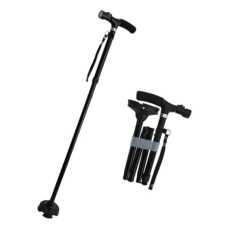 Bastón Plegable Con Lampara Negro