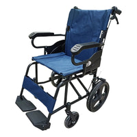 Silla De Ruedas De Traslado Plegable Esmaltada Azul Oscuro