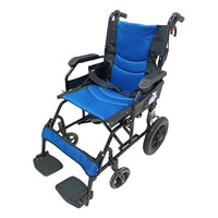 Silla De Ruedas Aluminio De Traslado Compacta Ortiz Negro/azul