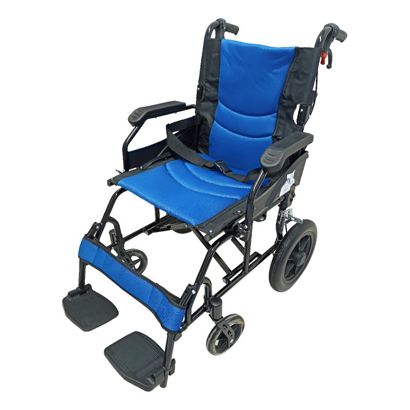 Silla De Ruedas Aluminio De Traslado Compacta Ortiz Negro/azul