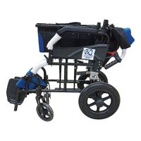 Silla De Ruedas Aluminio De Traslado Compacta Ortiz Negro/azul
