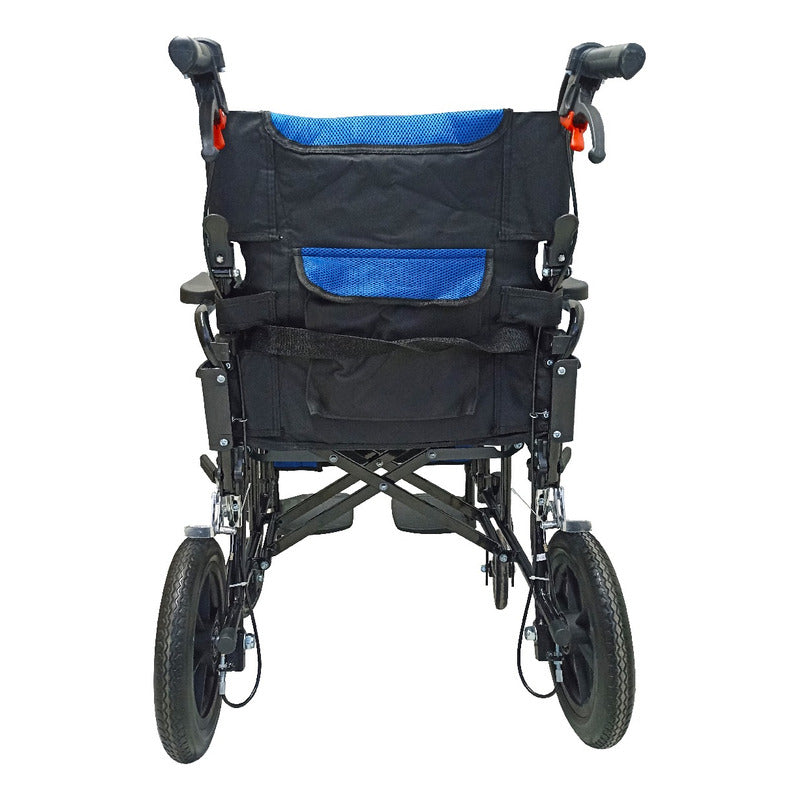 Silla De Ruedas Aluminio De Traslado Compacta Ortiz Negro/azul