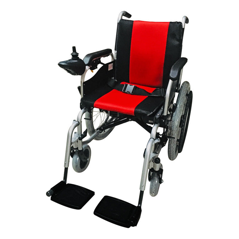 Silla De Ruedas Electrica Motor 250wx2  Plateado Con Rojo Y Negro