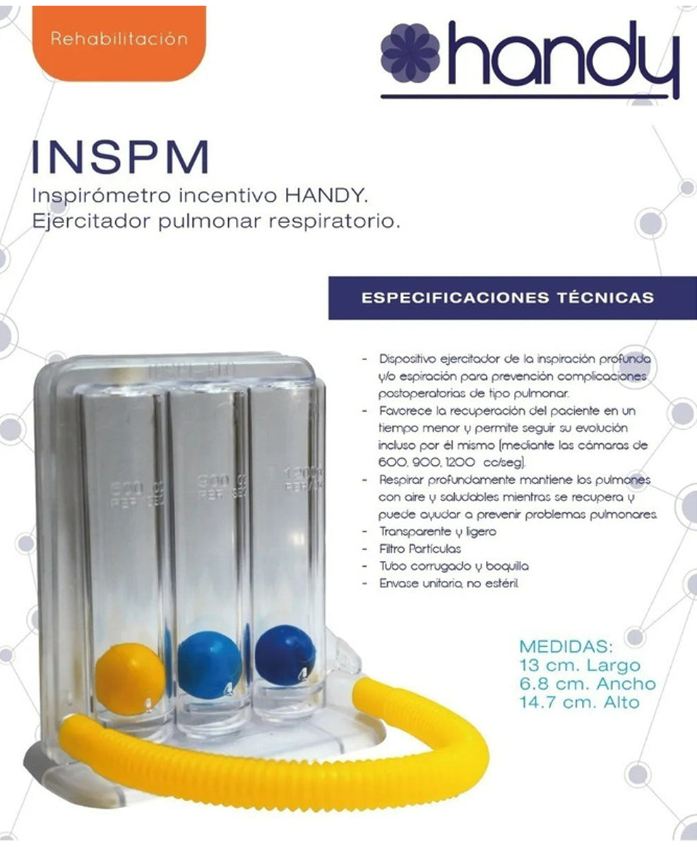 Inspirómetro ejercitador pulmonar respiratorio Handy