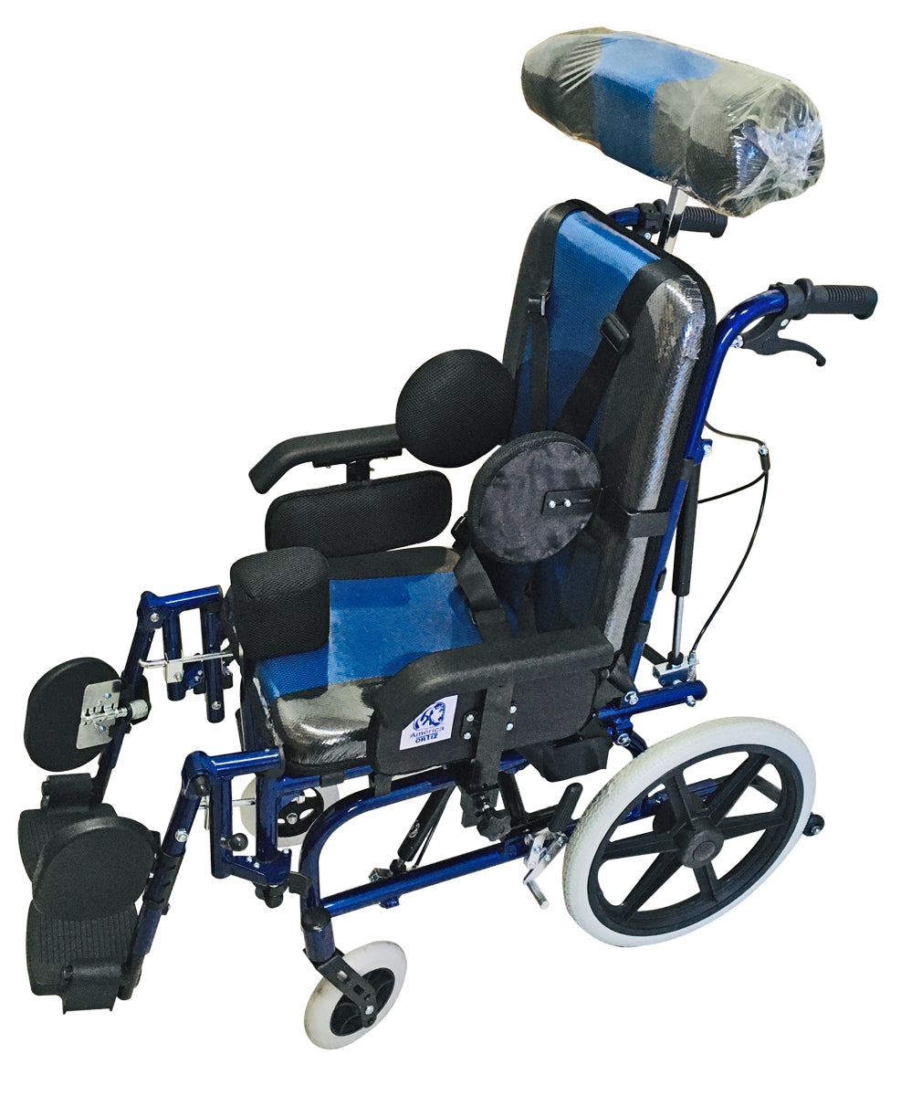 Silla De Ruedas PCI reclinable tipo ama con accesorios de Inmovilización MOD. 4228-P