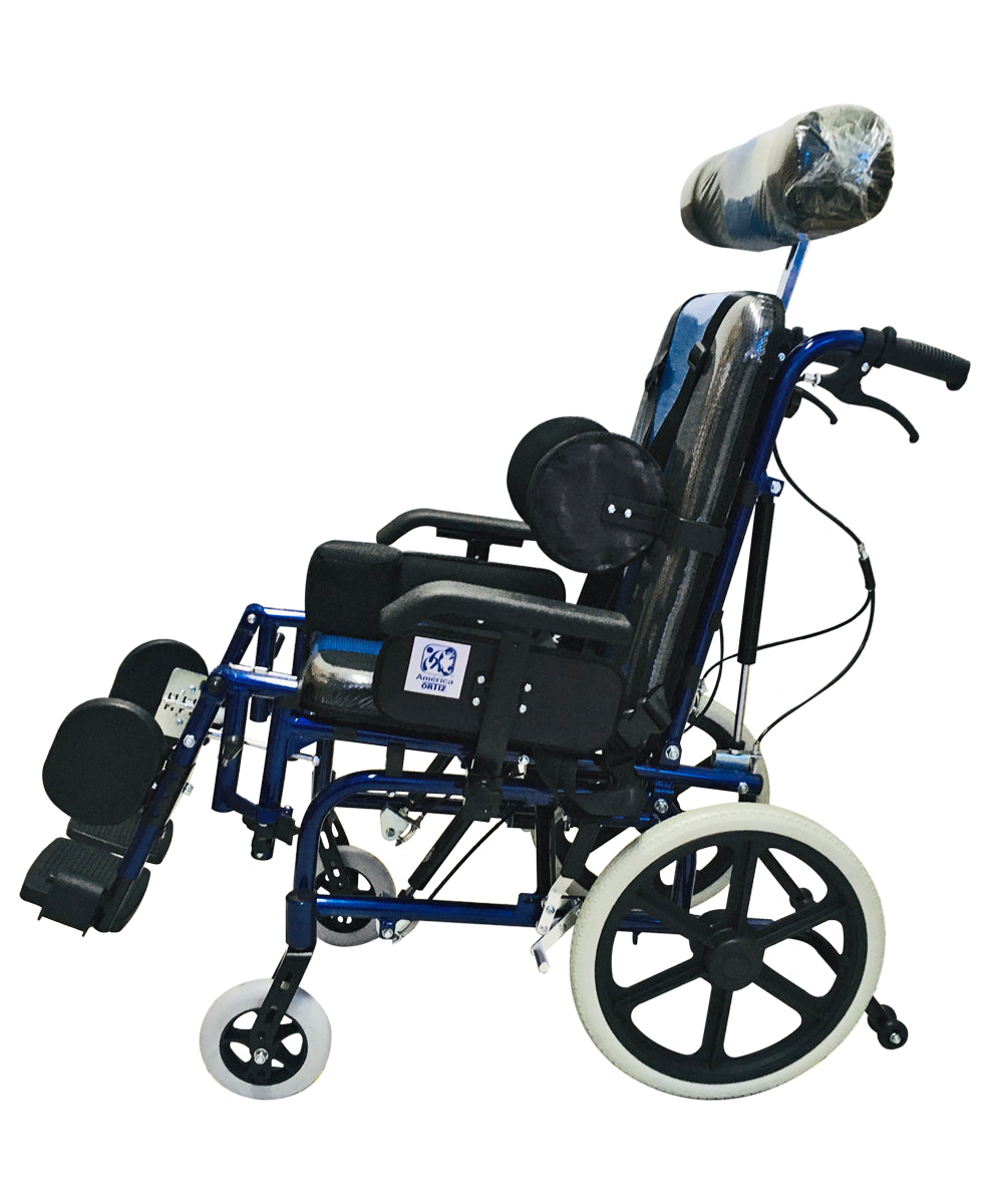 Silla De Ruedas PCI reclinable tipo ama con accesorios de Inmovilización MOD. 4228-P
