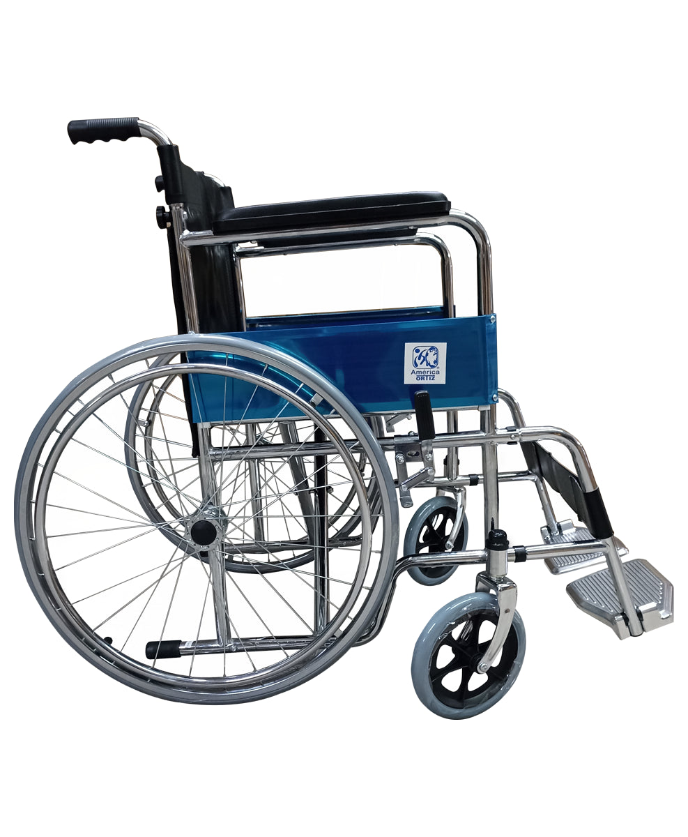 Silla de ruedas económica para adulto cromada desarmable MOD. 2001RD