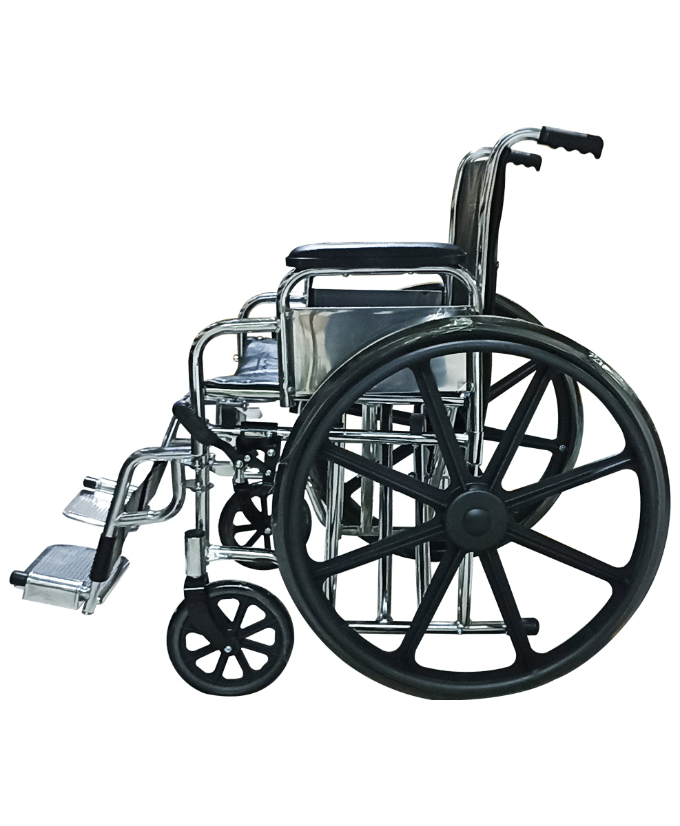 Silla de ruedas para sobrepeso con asiento ancho, brazo y piecera desmontable capacidad de peso 150 Kg MOD. 2027P