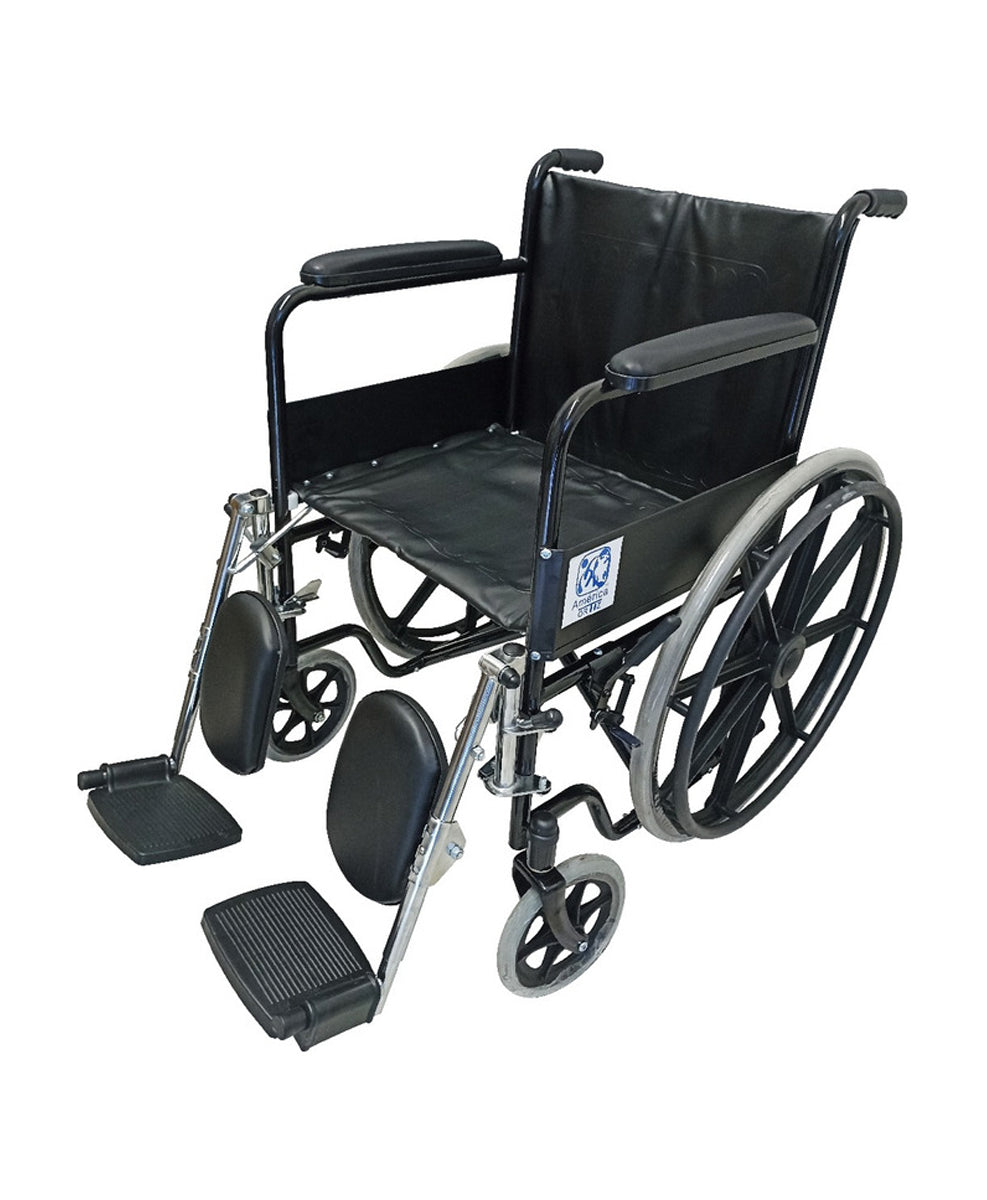 Silla de ruedas con elevapiernas rin de plastico adulto MOD. 1003P