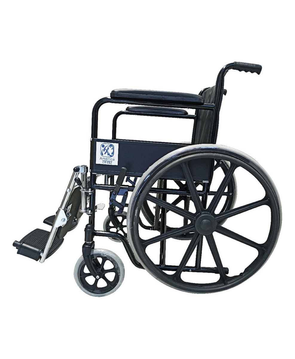Silla de ruedas con elevapiernas rin de plastico adulto MOD. 1003P