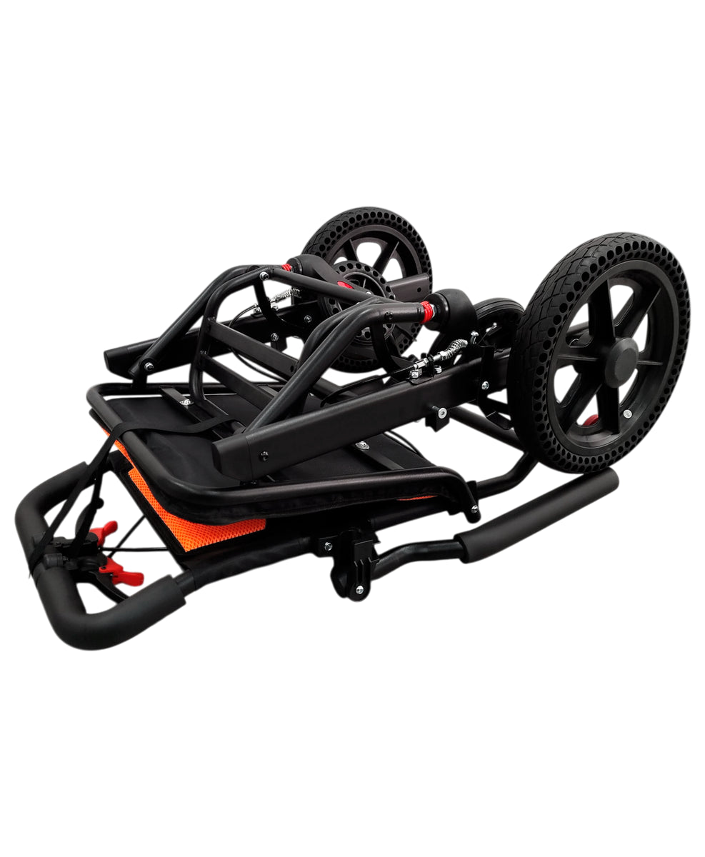 Silla de traslado de viaje ultra compacta negro con naranja MOD. 1057P